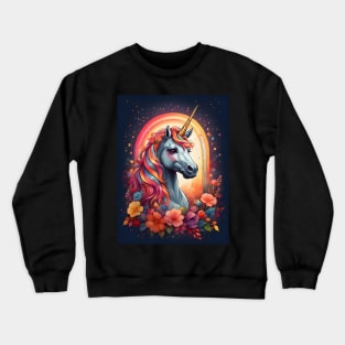 Unicorn in a Floral Garden Crewneck Sweatshirt